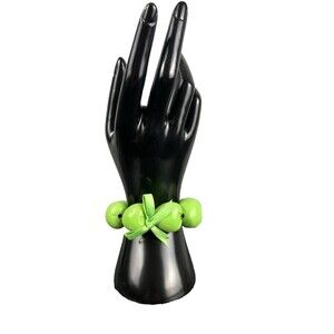 "Little Green Apples" Painted Wooden Stretch Bracelet